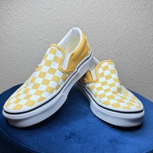 Vans Yellow and White Checkered Sneakers Size 6 women